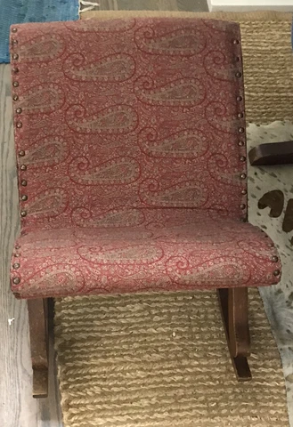 Antique Wood Toddler Rocking Chair * Red Paisley Cover