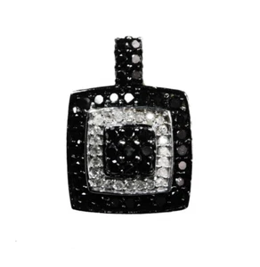 10K White GOLD, Clear & Black DIAMONDS Vintage PENDANT - Picture 1 of 5