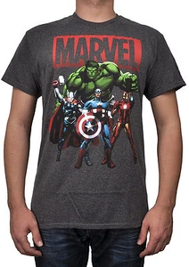 Marvel Comics Superheroes Avengers Shadows Adult T-Shirt - Thor Hulk Iron Man - Picture 1 of 1
