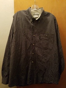 COLUMBIA MENS  BROWN GREY WHITE CHECKERED LONG SLEEVE BUTTON DOWN SHIRT XL nice - Picture 1 of 4