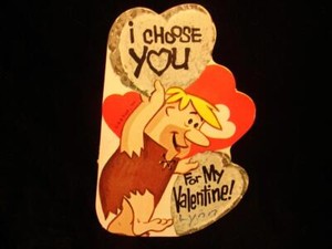 VINTAGE "BARNEY RUBBLE CHOOSES YOU!!" VALENTINE GREETING CARD