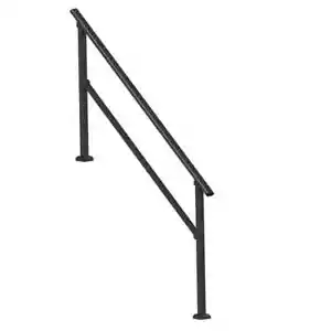 Outdoor Step Handrails for 5-6 Stairs 36 in. Carbon Steel Railing Kit Black Fini - Picture 1 of 8