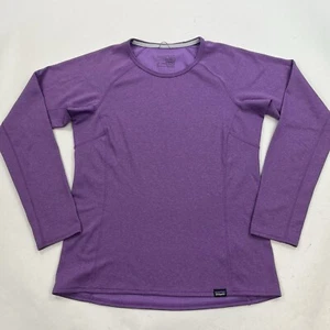 Patagonia Womens Capilene Midweight Crew Pullover Baselayer Sz Small Grid Fleece - Picture 1 of 7