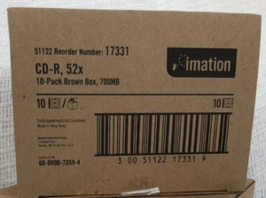 Imation CD-R 80 MIN/700MB 10-Pack 1x-52X (NEW) - Picture 1 of 1