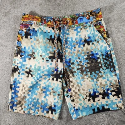 Pantalones Cortos Robert Graham Para Hombre 32 Azul Estampado de Pixeles Calce Clásico Poliéster Bañador Foto 1 de 4
