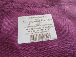 Juego de 4 manteles individuales de lino púrpura buganvilla Le Jacquard Francais Tivoli - Imagen 1 de 9