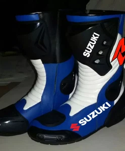 SUZUKI Botas de cuero de motocicleta Botas de moto de cuero Botas de motorista CE - Imagen 1 de 2