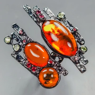 Joyería Anillo Ámbar Natural Plata de Ley 925 Talla 7.5/R439246 Foto 1 de 4