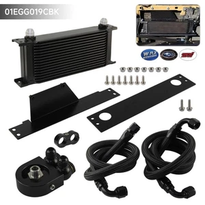 16 Row AN10 Oil Cooler Kit For 2001-2005 Subaru Impreza WRX STi EJ20 EJ25 Black - Picture 1 of 10