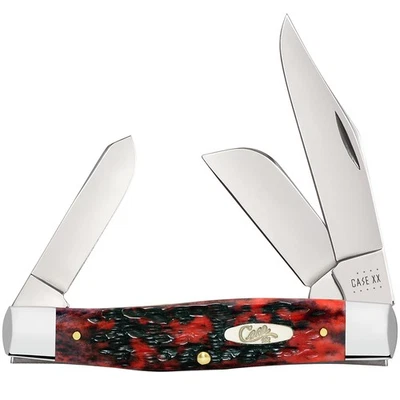 CASE XX KNIVES LARGE STOCKMAN CRIMSON PEACH SEED JIG BONE 4 1/4" POCKET KNIFE - Image 1 of 2
