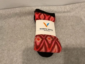 ViaSox Non Binding Diabetic Sock Sock Red Retro XL Mens 13-19 - Picture 1 of 5