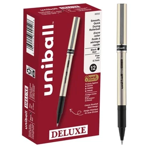 Deluxe Roller Ball Pen, Stick, Fine 0.7 Mm, Black Ink, Champagne Barrel, Dozen - Picture 1 of 6
