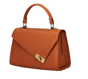 ITALIAN TRENDY PEBBLED LEATHER HANDBAG BAG SATCHEL by DIVA's - MADE IN ITALY - Picture 1 of 11