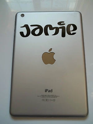 iPad Mini Personalised Custom Name Sticker -  Juice Font Laptop Tablet vinyl - Image 1 of 3