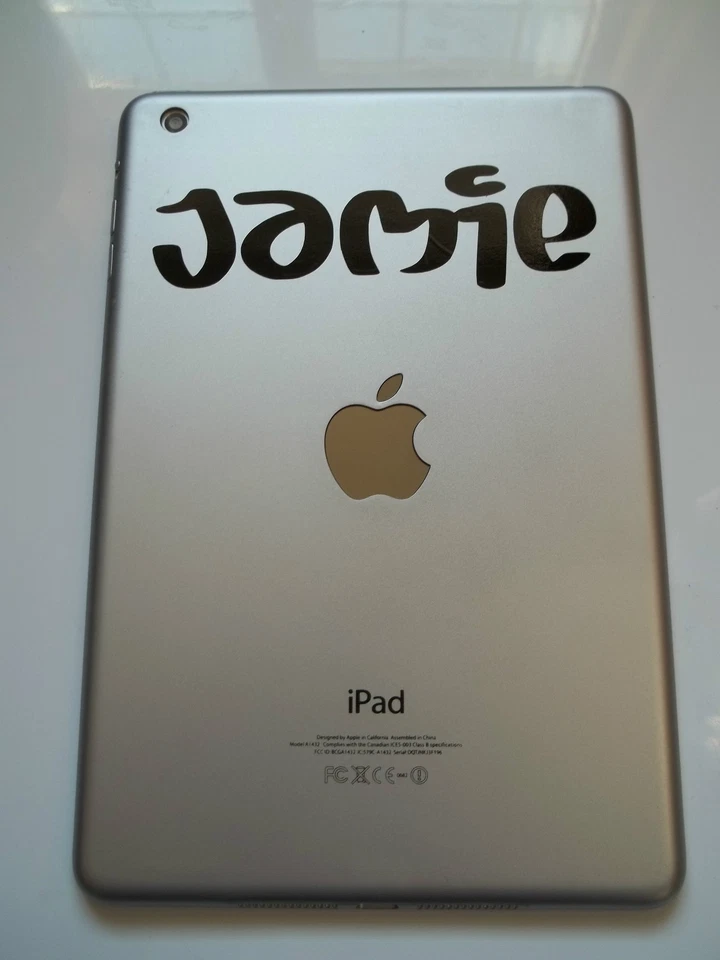 iPad Mini Personalised Custom Name Sticker -  Juice Font Laptop Tablet vinyl - Image 1 of 3