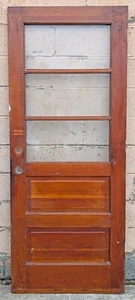 32"x80" Antique Vintage Old SOLID Wood Wooden Entry Front Back Door Window Glass - Picture 1 of 4
