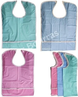 PVC Adult Bibs 3 Pcs Washable Reusable With Pocket - Image 1 of 4