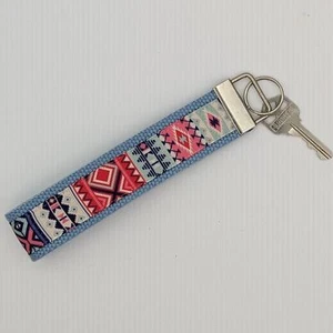 Aztec Keychain Wristlet Fabric Key FOB Gift Diamond Tribal XO Western Cowboy - Picture 1 of 9