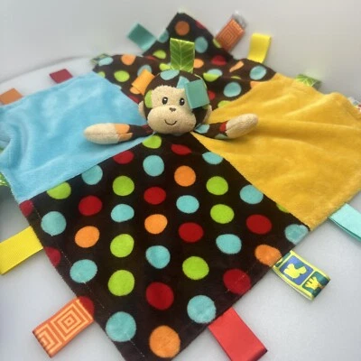 Mary Meyer Monkey Lovey Taggies Dazzle Dots 安全毯 缎面 有内衬 13.5 — 第 1/2 张图片