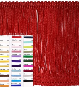 6 inch Rayon Chainette Fringe Trim By the yard in Various Colors -price per yard - Picture 1 of 27