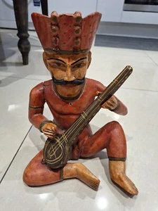 Rajasthani Man Musicians, Indian Wooden Sculpture - Picture 1 of 7