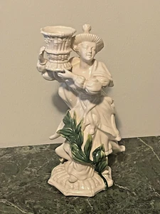 Fitz Floyd Asian lady with her Basket, Green Leaf Figural Candle Holder - Picture 1 of 9