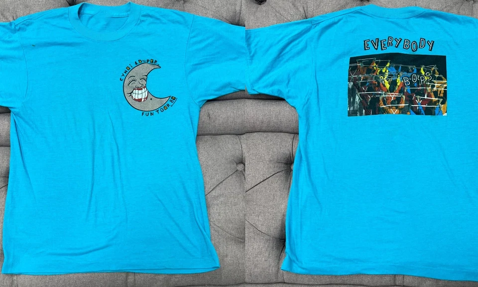 Vintage Cyndi Lauper Fun Tour 1984 Concert Rare Everybody Bops T-shirt BT366 - Image 1 of 4