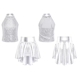 Kids Girls Outfit Contemporary Dressing Up Performance Tank Top With Skirts - Picture 1 of 26