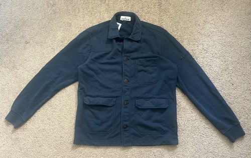 Stone Island Giacca Uomo Navy French Terry Misto Cotone Chore Lrg