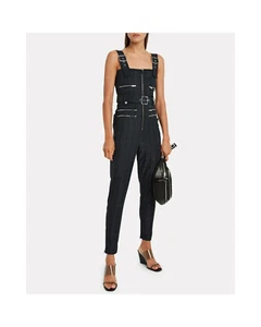 WeWoreWhat Moto Overalls/Jumpsuit Navy Plaid NEW $225  XS and S - Picture 1 of 12