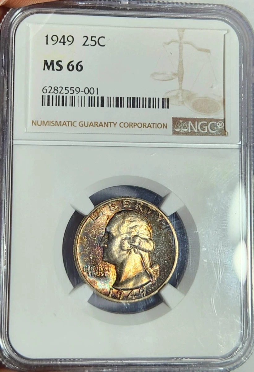 1949 年NGC 华盛顿25 美分硬币| eBay