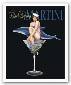 Blue Dolphin Martini by Ralph Burch Image Size 8" x 10" - Picture 1 of 1
