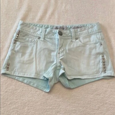 Daytrip Shorts Womens 27 Blue Green Capricorn Studded Denim Mint Casual - Image 1 of 4