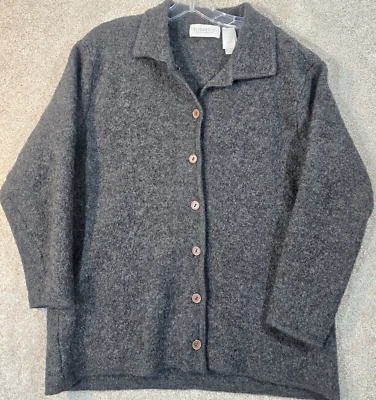 Chaqueta Liz Claiborne Elisabeth 100 % lana gris abotonada talla grande para mujer talla 2 Foto 1 de 4