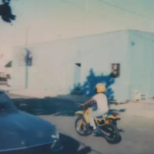 Vintage Polaroid Photo Motorcycle Retro Car Street Person Found Art Snapshot - Picture 1 of 5
