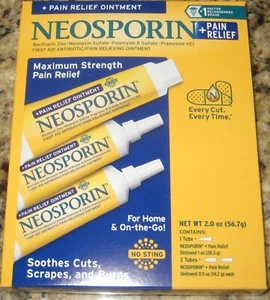 3- PK NEOSPORIN, Maximum Stength Pain Relief. Soothes Cuts, Scrapes, and Burns! - Picture 1 of 2