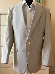 Vintage 42R Light Blue Grey Leisure Suit Blazer Jacket Pants Farah Cotton Poly - Picture 1 of 12