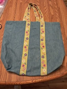 Homemade Denim Tote Bag 19" Wide 17" Tall - Picture 1 of 5