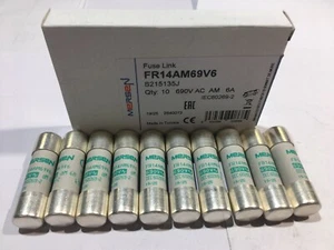 MERSEN FR14AM69V6 6A Ferraz Shawmut Fuse 14x51mm 690V Fuse JPSF498 Pack x1/5/10 - Picture 1 of 4