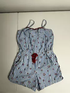CAT & JACK Blue Striped Star Print Sunsuit Short Romper Girls Size M 7/8 - Picture 1 of 10