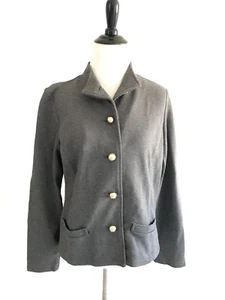 Suéter Blazer Chaqueta Liz Claiborne Botón Delantero Talla M Gris Elastizado Manga Larga - Imagen 1 de 9