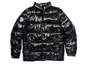 CALVIN KLEIN MENS SNAP FRONT PUFFER JACKET COAT BLACK SHINY Size Small - Picture 1 of 11