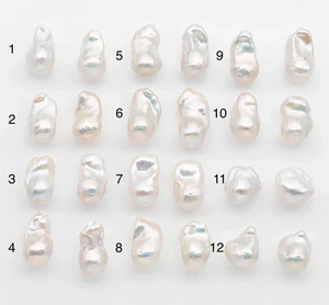 15-17mm White Baroque Pearl Matching Pair, High Luster Freshwater Pearls for Ea - Picture 1 of 74