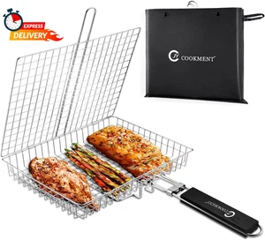Grill Basket Stainless Steel with Portable Removable Handle, Grilling Basket - Picture 1 of 12