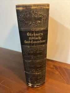 Antik 1871 graviertes Leder BUCHNER'S Hand-Concordanz umfangreiches deutsches Buch - Bild 1 von 13