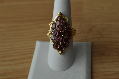 6.00ct Rhodolite Garnet Cocktail Ring 18K YG Plated over Fine Silver Size 8 - Image 1 of 4