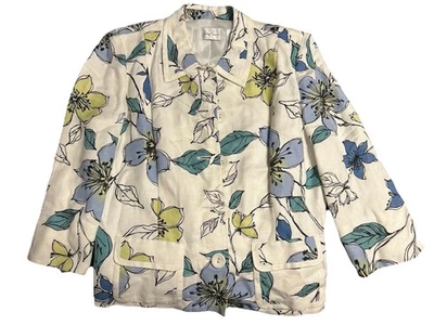 Emma James floral blue and white blazer jacket 3/4 sleeve size 10 - Image 1 of 4