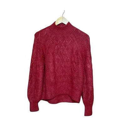 Nuevo con etiquetas Suéter Abercrombie & Fitch Rojo Para Mujer S Cuello Simulado Tejido con Cable Vacaciones Foto 1 de 4