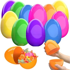12 Pcs Jumbo Easter Eggs, 6 Inch Fillable Plastic Easter Eggs Bright Color fo... - Picture 1 of 7