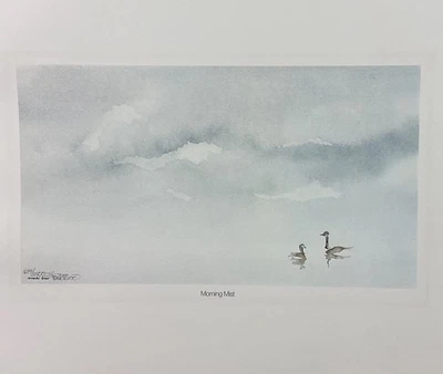 Frank Gee 1974 Lithographie signiert Morning Mist Art Ducks - Bild 1 von 4
